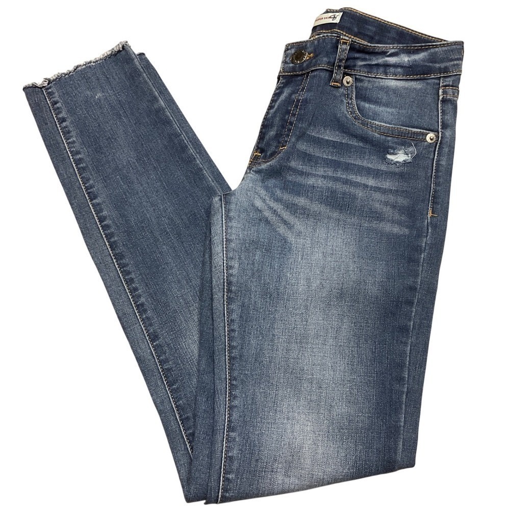 Levi's Super Skinny Jeans Girls‎ 14 Reg Denim Blue Raw Hem Distressed Y2K Boho